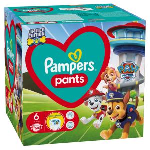 Pampers Pants Paw Patrol pelene-gaćice, Veličina 6, 60 Pelena-Gaćica, 14 kg - 19 kg