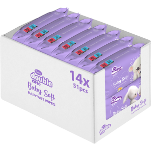 Violeta double care vlažne maramice Baby Soft – organski med i kamilica, 51/1 kom, 14x