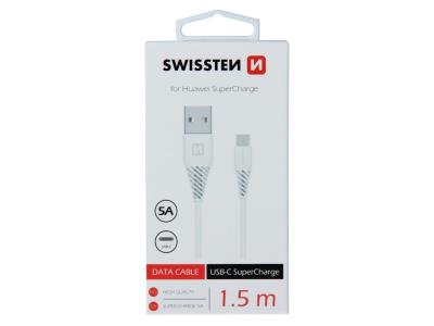 SWISSTEN kabel USB/USB-C, 5A, super fast, 1.5m, bijeli