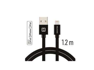 SWISSTEN kabel USB-C/Lightning MFI, platneni, 1.2m, crni