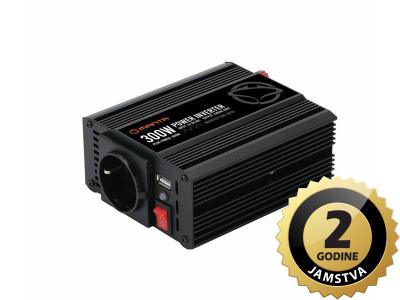 MANTA pretvarač 12V-24V DC na 230W AC, 300W/600W, crni MPI300M