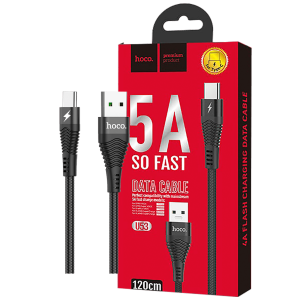 hoco. USB kabel za smartphone, USB type C, 1.2 met., 5 A, crna - U53 5A Flash