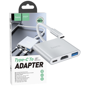 hoco. Konverter USB HUB type C to USB3.0/HDMI/PD - HB14 Easy use