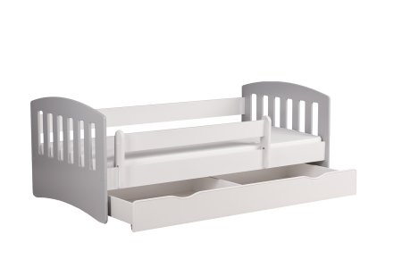 Drveni dječji krevet Classic s ladicom 160x80 cm, Bijeli