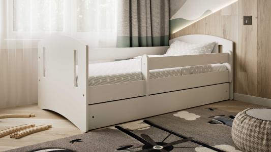 Drveni dječji krevet Classic 2 s ladicom 180x80 cm, Bijeli