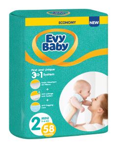 Evy Baby Jednokratne pelene 3 u 1 sistem, Twin, 2 Mini, 3 - 6 kg (58 kom)